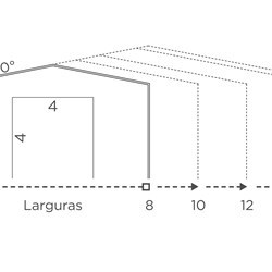 desenho esquemático de um Delta com altura no beiral de 6m com tamanhos de larguras e portão