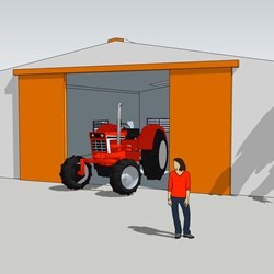 este celeiro Delta de 200m2 (12x17m) se adapta às necessidades de uma pequena fazenda: armazenamento de sementes e maquinaria para a agricultura