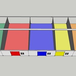 a proposal for a hangar which can serve to accommodate up to 5 small companies (starters) : internal divisions