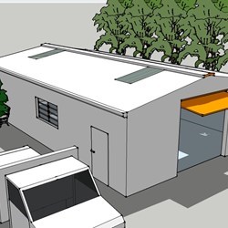 impression of a small workshop in a hangar Delta 8m wide, 3m wall height and 13 m long