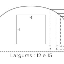 desenho esquemático de um omega com altura de 5,5m com tamanhos