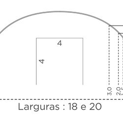 desenho esquemático de um omega com altura de 6,6m com tamanhos